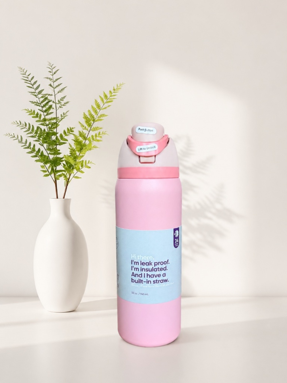 Insulated Tumbler with FreeSip Lid and Straw | 32oz | Pink